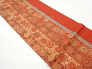 縞に花唐草模様織出し袋帯